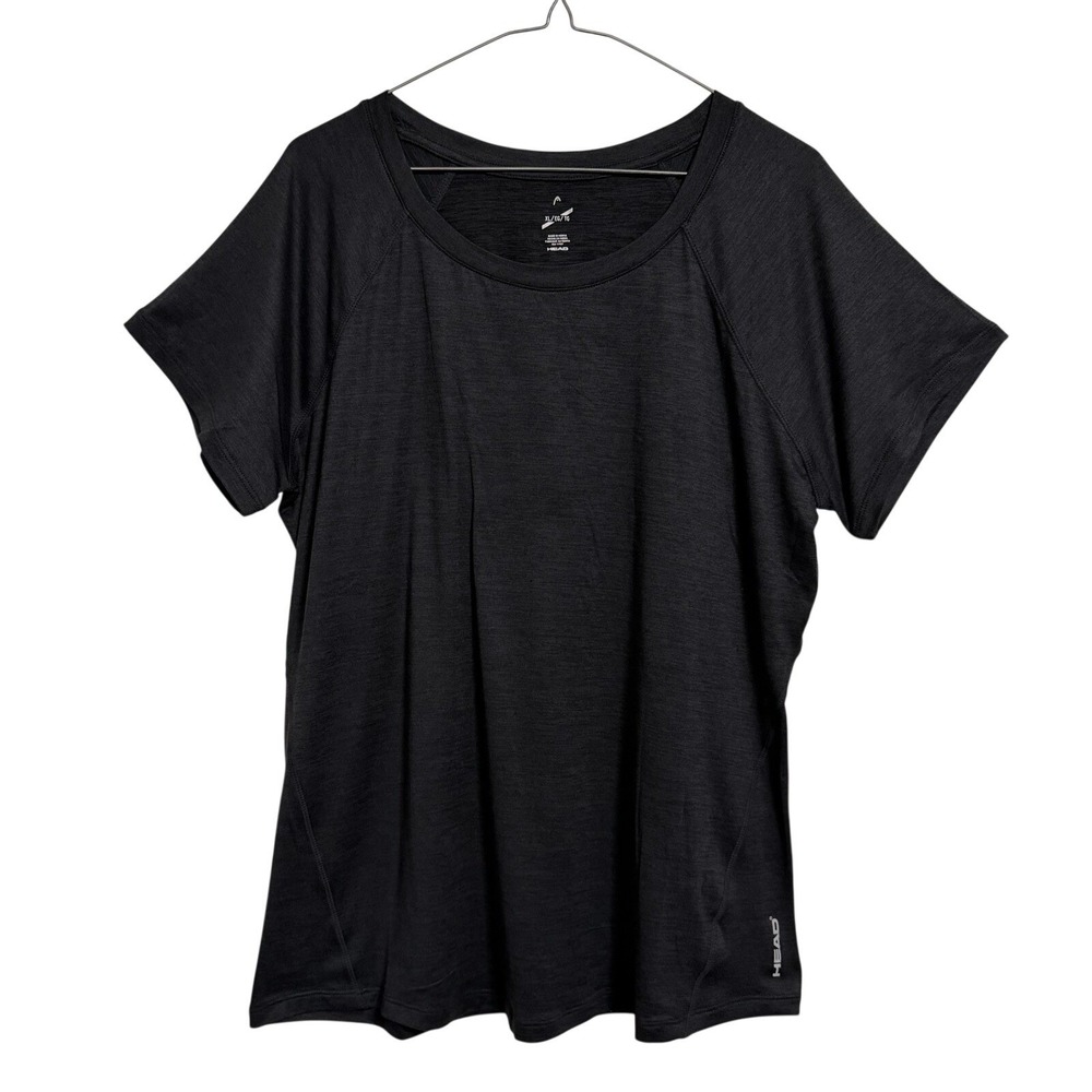 HEAD Black Heather Gambit Tee Performance Workout Shirt Womens XL